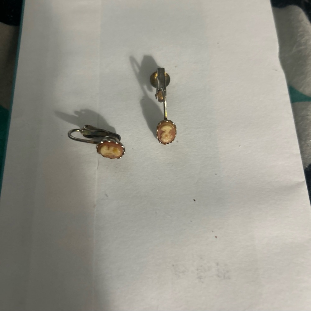 Elegant Gold and Cream Cameo Earrings